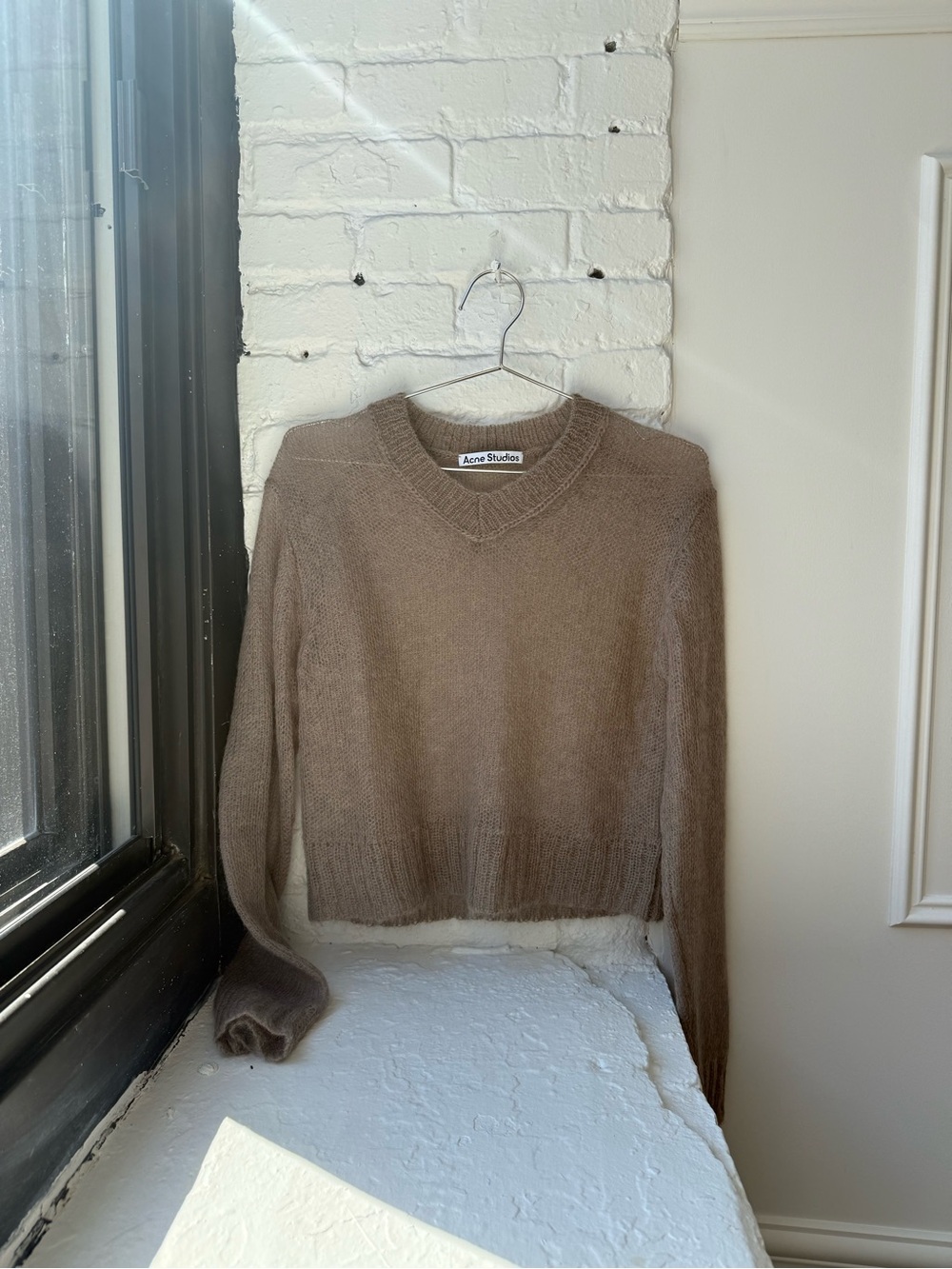 Acne Studios Taupe Cropped Crewneck Sweater